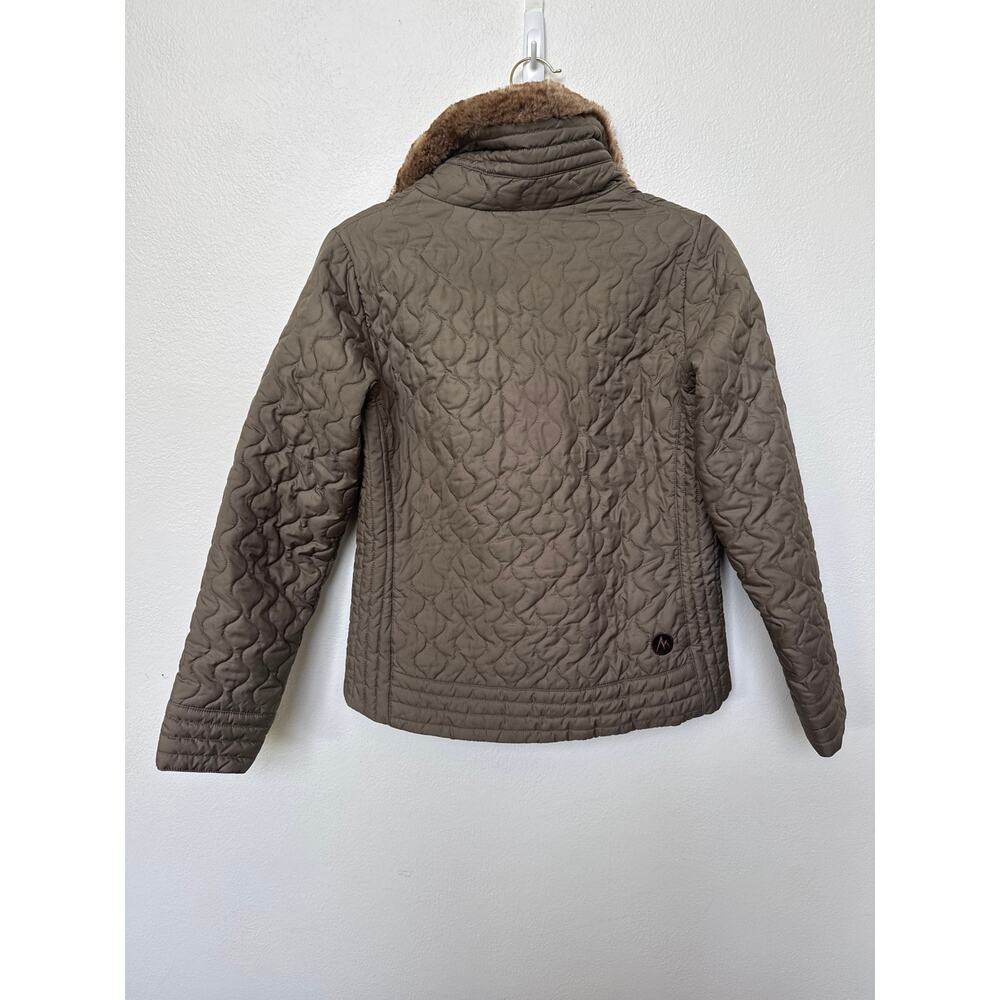 Marmot St. Moritz Quilted Jacket Faux Fur Collar Insulated Brown Womens Medium - Picture 2 of 9